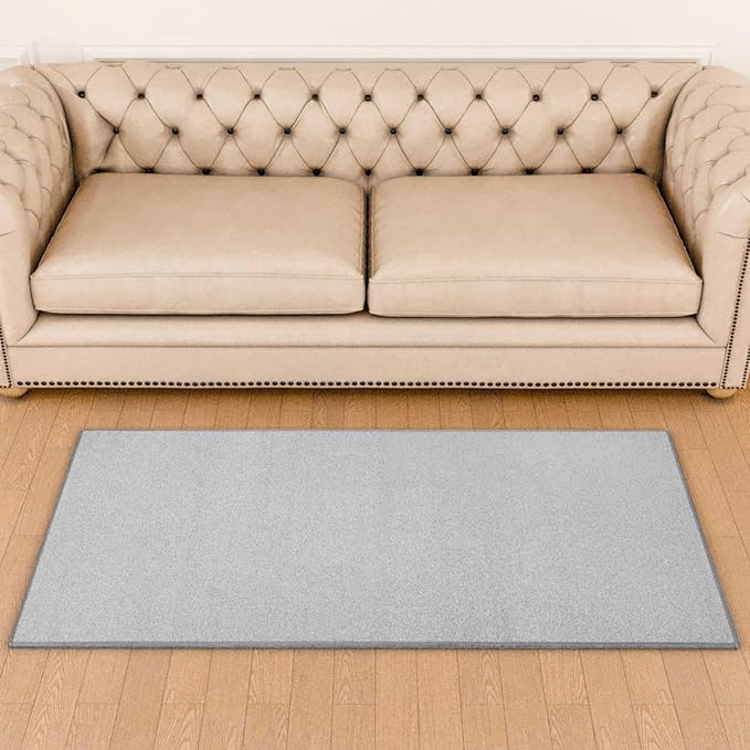 Area Rug with Non Slip Rubber Backing, Washable Soft Floor Carpet for Living Room, Kitchen, Entryway Indoor, Bedroom, Laundry, Low Pile Area Rugs, Solid Color with Pointillism Style, 3 * 5 ft Grey