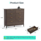 LINSY HOME Fluted Dresser for Bedroom with 8 Drawers, 47" Wide Mid Century Modern Dressers, Tall Boho Chest of Drawer, Large Wood Accent Storage Cabinet for Living Room, Curved Profile Design, Walnut