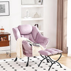 Lazy Chair and Ottoman, Large Accent Lounge Chair with Armrests and a Side Pocket, Modern Leisure Upholstered Sofa Reading Armchair with Footrest for Bedroom, Living Room, Dorm Rooms, Office