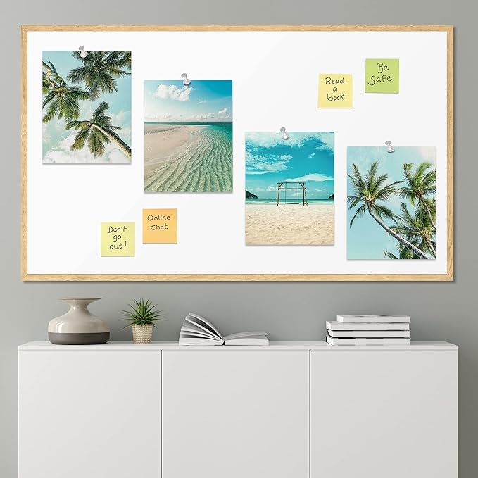 SIGNWIN Poster Bathroom Decor 11"x14"x 4, Wall Art Room Decor Multicolor for Living Room, Bedroom, Office White Topical Teal Sky Palm Tree Beach Ocean Seaside Nature Wilderness Realism Landscape