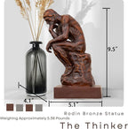 【9.5" Pure Bronze Statue】 The Thinker Bronze Statue Rodin Sculpture Ornament for Home Office Decor Famous Art Craft Collection