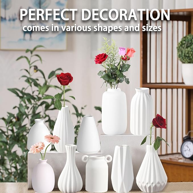 5'' White Ceramic Bud Vases Set of 20,Small Vases in Bulk for Flowers,Mini Vases for Centerpieces,Modern for Floral and Pampas Grass,Boho for Wedding,Party,Table Home Decor
