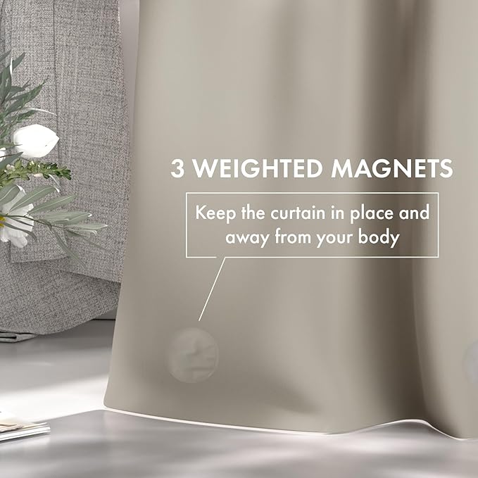 AmazerBath Shower Curtain Liner, 72x72 Tan Shower Liner, Cute Plastic Shower Curtain Liners, Lightweight Waterproof PEVA Khaki Shower Curtains for Bathroom with Magnets and 12 Grommet Holes