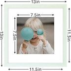 Vittanly 12x12 Picture Frames Set of 9, Shatter Resistant Plexiglass, Display 8x8 Pictures with Mat or 12x12 without Mat, Photo Frames for Wall Mount, Engineered Wood, Vintage Green