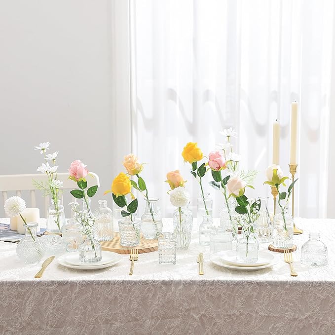 Bud Vases in Bulk 24, Small Vase for Flowers, Glass Vase for Centerpieces, Small Flower Vases for Centerpieces, Mini Vases, Vintage Vase, Clear Bud Vases for Wedding Table Decor