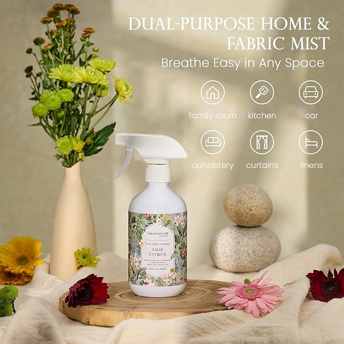 ‌M&SENSE Air & Fabric & Pet Odor Eliminator Spray - 16.9oz Large Size Natural Safe Air Freshener Sage Citrus Scented Deodorizer for Home Eliminates Smoke & Musty Smells, Ideal for ‌Balcony & Kitchen