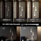 3-Light Pendant Light Kitchen Island, Dimmable Modern Pendant Light Kitchen Island Light Fixture Luxury Meteor Shower-Style Gold Led Chandelier for Dinning Room, Kitchen Lighting Fixture