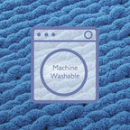 Bigacogo Chunky Knit Throw Blanket for Couch, 51x63 inches, 100% Hand Knitted with Thick Jumbo Chenille Yarn, Cozy Soft Large Rope Knot Cable Crochet Blankets for Sofa Bed Living Room, Bright Blue