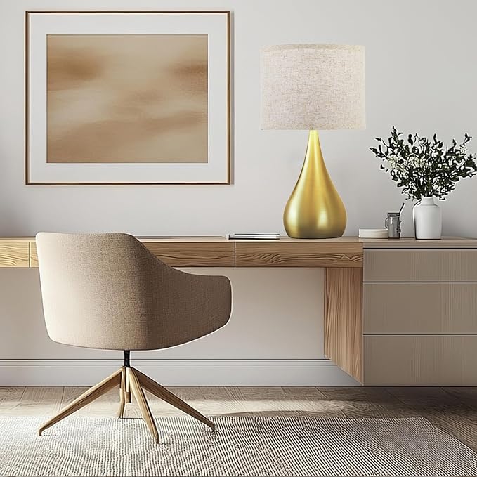 18.1'' Modern Touch Lamps for Nightstand Set of 2 with 3 Way Dimmable, Table Lamps for Living Room, Office, Bedside Lamps with Heavy Iron Base, Touch Switch, Bulb Included, Gold