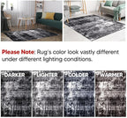 Keen Home Design Area Rugs - 8x10 Non-Shedding, Abstract Rugs for Kitchen, Living Room, Bedroom, Dining Room, Entryway - Size: 7'3" x 10'2", Abstract Black