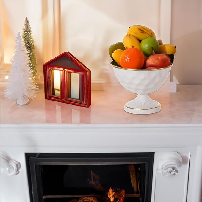 Sziqiqi White Vases for Wedding Centerpieces: 6.1in Metal Urn Vases Set of 2 Compote Vase for Decorations - Flower Arrangements Table Vase Plant Bowl for Wedding Party Event Home Decor