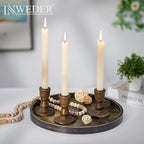 Wooden Taper Candle Holders: Wood Candlestick Holders Rustic Brown Farmhouse Fall Decor for Living Room Dinning Table Centerpiece Christmas Set of 10