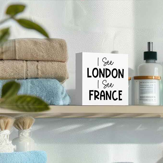 Funny Bathroom Decor, Funny Bathroom Wall Art, Black and White Bathroom Decor, Cute Bathroom Decor, Bathroom Decor for Shelves, Wooden Box Decor Sign for Home Farmhouse Office Living Room Desk Table