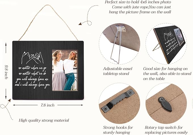 Orchroma Friends Picture Frame,Long Distance Friends Gifts,Soul Sister Photo Frame,Friendship Gifts for Women,8x10 Inch (Black)