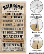 Rustic & Funny Bathroom Signs - Western & Farmhouse Bathroom Rules Wall Decor E1