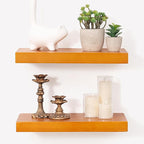 Marsmiles Floating Shelves for Wall - Small Wood Floating Shelves Set of 2-16 Inch Wide x 7.7 Inch Deep x 1.6 Inch Thick Rustic Wood Shelves for Room Wall