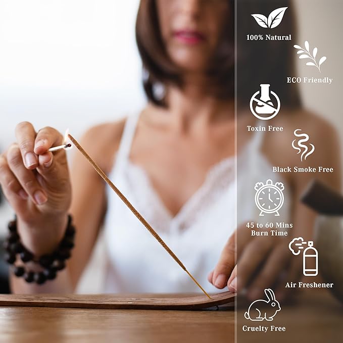 Incense Sticks, Cherry Blossom Incense, Pack of 100 Stick, Hand Rolled Aromatic Masala Made with Natural Ingredients, 45-60 Minute Burn Time, Best for Home Fragrance, Meditation, Yoga, Relaxation