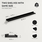 55.1 Inches Long Floating Shelves Wall Mounted, 2 Set Modern Wall Shelf for Bedroom, Nursery Book Shelf with Lip, Picture Ledge Shelf for Wall Decor Living Room Bathroom Kitchen - Black