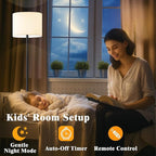 Smart Floor Lamp with APP & Remote Control - Dimmable RGB & White Light (3000K-6500K) for Living Room, Bedroom, Office - Modern Standing Lamp with 9W LED Bulb Included