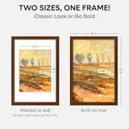 Homeforia 12x8 Picture Frame Brown, High End Dark Oak 8x12 Walnut Wooden Frames with Mat 6x8 Photo, 8 x 12 Wood Frame Matted to 6 by 8 Print, Wall or Tabletop Frame, Tempered Glass, Wall Kit, Set of 1