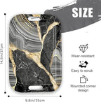 Serving Trays with Handles, 14.5 x 9.8 inch Rectangular Plastic Tray for Restaurant, Kitchen, Abstract Background Black Marble