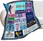 Lacrosse Throw Blanket for Women Girls, Lacrosse Sport Fleece Blankets Lightweight Fuzzy Cozy Plush Flannel Fleece Decor for Bed Sofa 40"x50"