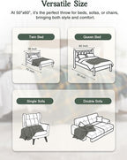 ZonLi Green Checkered Throw Blanket, 50" x 60" Christmas Decorative Blankets, Decorative Vintage Throws with Tassel for Couch, Bed, Sofa, Chair, Outdoor, Cozy Warm Lightweight Farmhouse Blankets