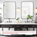 Fabuday Black Wall Mirror for Bathroom Over Sink - 20x30 Matte Metal Framed Rectangle Mirror, Rounded Rectangular Vanity Mirrors for Living Room, Bedroom, Entryway, Hallway, Horizontally/Vertically