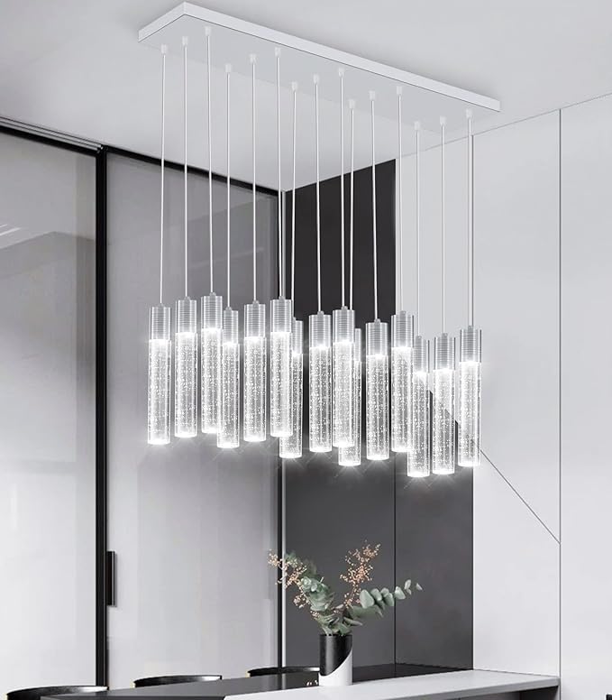 15-Lights Modern Crystal Chandelier LED Pendant Lighting Fixture for Kitchen Island Light Fixtures for Dining Room Hallway Foyer