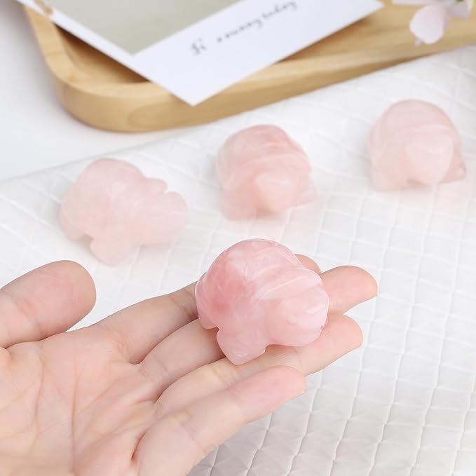QINJIEJIE Rose Quartz Crystal Travel Turtle Figurines Healing Crystals Best Travel Gifts for Women Men Travelers Sea Turtle Lovers Office Desk Decor Good Luck Gifts for Traveling Abroad