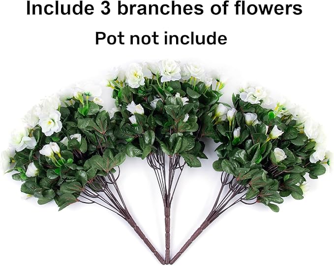 Ivydale Artificial Fake Flowers Plants for Outdoor Outside Fall Decor, Faux Silk White Camellia UV Resistant Realistic for Front Door Porch Patio Balcony Garden Yard Decoration, 3 Large Bundles