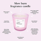 Hidden Label Large Scented Candle, Violet Blossom, 30oz 3 Wick Huge Candle, Serene Collection Slow Burn Natural Soy Candles for Home Scented