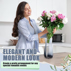 Thenshop 10 Pcs 8'' Tall Clear Flower Vase Wide Mouth Crystal Glass Boho Decorative for Centerpieces Bulk Tall Vase for Flower Bouquets Rustic Home Decor Wedding Housewarming Gift (Smoke Grey)