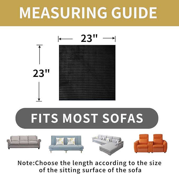 HAOMAIJIA Non-Slip Couch Armrest Covers for Sofa,Fuzzy Couch Arm Covers Set of 2,Washable Thick Soft Recliner Chair Arm Cover Protectors (Black, 23" x 23" 2 Pack)