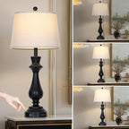 Modern Black Table Lamps Set of 2 for Living Room,30" Tall Bedside Lamp with USB Charging Port,3-Way Dimmable Touch Nightstand Lamp for Bedroom Desk Side Table Office,Black