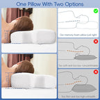 H HOKIZU Cervical Neck Pillow for Pain Relief, Ergonomic Contour Memory Foam Pillow for Side,Back,Stomach Sleepers, Orthopedic Pillow for Neck Pain Relief (White, 24"x14"x5")