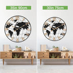 36 Inch Extra Giant Oversized Black Metal Wall Clock,Large Modern Decorative Silent World Map Wall Clock with Vintage Gold Arabic Numeral for Living Room,Entrance Fireplace,Dining Room Decor