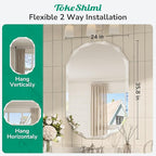 TokeShimi 24x36 Oval Bathroom Vanity Mirror Beveled, Frameless Mirror Bathroom Stylish, Shatterproof Decorative Irregular Wall Mirrored Modern Circle for Living Room, Entryway, Restroom