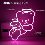 Bear Angel Neon Sign Led Neon Lights Neon Signs for Wall Decor Light Up Sign for Birthday Party Club Gift