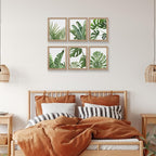 HoozGee Framed Botanical Wall Art Prints Set of 6 Tropical Leaves Plant Leaf Canvas Print Wall Decor Green Wall Art Posters Bedroom Living Room Decor (Tropical Leaf Art, 8"x10" FRAMED)