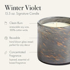 LAFCO New York 2025 Holiday Signature Candle, Winter Violet - 15.5 oz - 90-Hour Burn Time - Reusable, Hand Blown Glass Vessel - Made in The USA