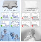 Cervical Pillow for Neck Pain Relief, Cooling Contour Memory Foam Pillows Support Odorless Ergonomic Neck Pillow Adjustable Orthopedic Bed Pillow for Side Back Stomach Sleeper with Pillowcase