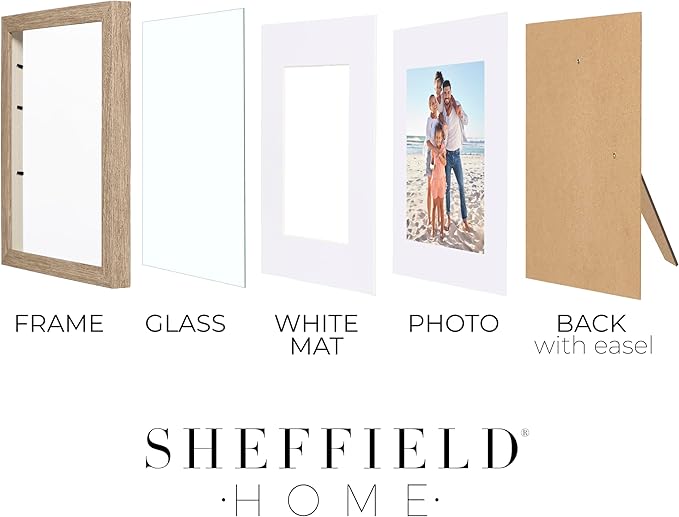 Sheffield Home 4 Piece Gallery Wall Frame Set, 8x10 Inch, Light Natural