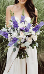 6PCS Delphinium Artificial Silk Flowers 29.5" Purple Fake Flowers Long Stem Faux Hyacinth Flowers for Tall Vase Wedding Home Garden Decor (Bluish Violet)