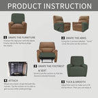 Easy-Going 4 Pieces Oversized Recliner Stretch Sofa Slipcover Sofa Cover Furniture Protector Couch Soft with Elastic Bottom Polyester Spandex Jacquard Fabric Small Checks Olive Green X-Large