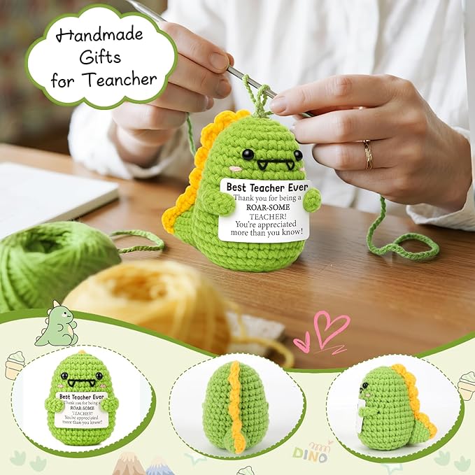 OCCdesign Mini Teacher Gifts for Christmas Teacher Appreciation Gifts for Best Teachers Ever Handmade Crochet Dinosaur Thank You Gift for Teachers Christmas Birthday Retirement Gift Ideas