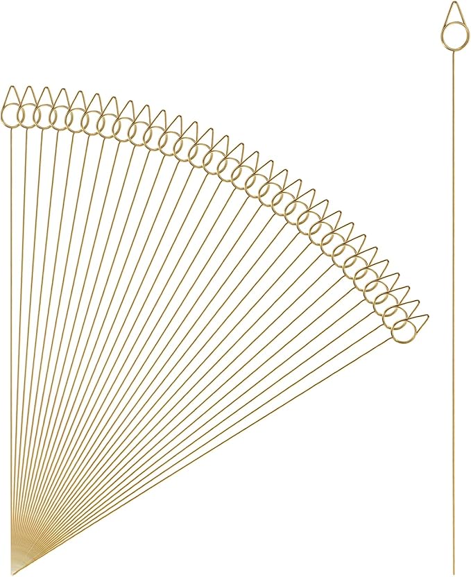 uxcell 30 Pcs Table Card Holders, 11.8 Raindrops Metal Craft Wire Clips Picture Clip Table Number Holders Picks for Wedding, Photos, Memo, Restaurant, Gold