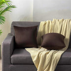 Decorative Pillow Cases 16x16 Chocolate Brown: 2 Pack Cozy Soft polyester Square Throw Pillow Covers for Farmhouse Home Decor