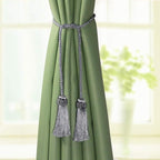 Fenghuangwu Curtain Tiebacks Handmade Decorative Curtain Holdbacks Rope with Tassel (Silver, 4P)