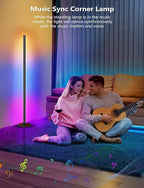 Corner Floor Lamp, Smart RGB Floor Lamp with Remote and APP Control, 16 Million Colors Floor Lamps for Living Room with Music Sync, Color Changing Ambient Lighting Corner Lamp for Bedroom Gaming Room
